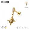 STARBURST DANGLE BEZEL CZ TOP THREADLESS (PUSH IN) IMPLANT GRADE TITANIUM LABRET SET